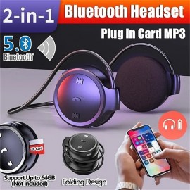 Wireless Bluetooth Headset Flexible Ear Cover Headphone Stereo Earphone Support TF Card MP3 Player Over Ear Headset
