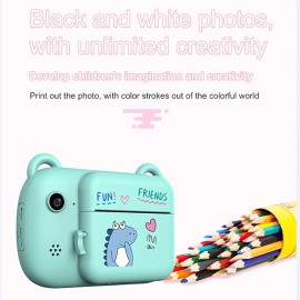 Kids Instant Printing Camera Mini Digital Camera With HD Video Recording Dual Lens Thermal Photo Paper Christmas Gift Boys Girls
