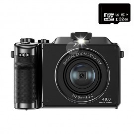 Vlogging Camera 4K 48MP Digital Camera with WiFi Free 32G TF Card & Hand Strap Auto Focus & Anti-Shake Built-in 7 Color Filters Face Detect 3'' IPS Screen 140Wide Angle 18X Digital Zoom
