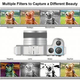 Vlogging Camera 4K 48MP Digital Camera with WiFi Free 32G TF Card & Hand Strap Auto Focus & Anti-Shake Built-in 7 Color Filters Face Detect 3'' IPS Screen 140Wide Angle 18X Digital Zoom
