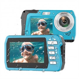 4K30FPS Waterproof Camera 56MP Underwater Cameras UHD Video Recorder Selfie IPS Dual Screens(3/2) 10FT Waterproof Digital Camera for Snorkeling on Vacation 1700mAh

