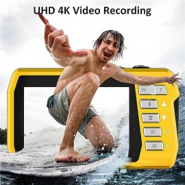 4K30FPS Waterproof Camera 56MP Underwater Cameras UHD Video Recorder Selfie IPS Dual Screens(3/2) 10FT Waterproof Digital Camera for Snorkeling on Vacation 1700mAh
