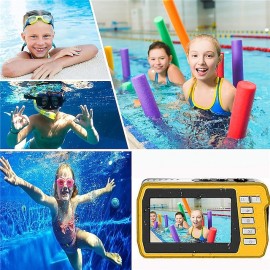 4K30FPS Waterproof Camera 56MP Underwater Cameras UHD Video Recorder Selfie IPS Dual Screens(3/2) 10FT Waterproof Digital Camera for Snorkeling on Vacation 1700mAh
