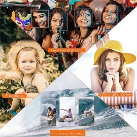 4K30FPS Waterproof Camera 56MP Underwater Cameras UHD Video Recorder Selfie IPS Dual Screens(3/2) 10FT Waterproof Digital Camera for Snorkeling on Vacation 1700mAh
