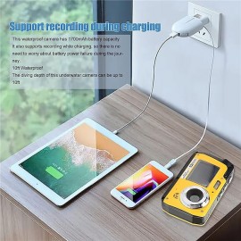 4K30FPS Waterproof Camera 56MP Underwater Cameras UHD Video Recorder Selfie IPS Dual Screens(3/2) 10FT Waterproof Digital Camera for Snorkeling on Vacation 1700mAh
