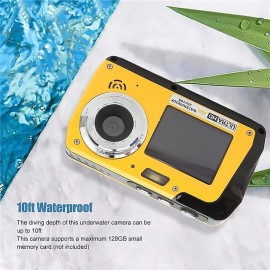 4K30FPS Waterproof Camera 56MP Underwater Cameras UHD Video Recorder Selfie IPS Dual Screens(3/2) 10FT Waterproof Digital Camera for Snorkeling on Vacation 1700mAh
