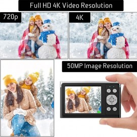 Digital Camera 4K Vlog 50MP Children's Camera 2.8 Inch IPS Autofocus Photo Camera 16X Digital Zoom Anti-Shake USB Rechargeable Compact Camera for Students Children Beginners
