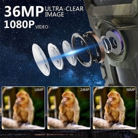 Outdoor Hunting Camera 2.7K HD 2.0 Inch Screen Wide-angle IP66 Waterproof Camera With Infrared Night Vision Used For Animal Monitoring And Garden Guarding (Battery Not Included)
