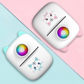 Portable Thermal Printer Wireless Inkless 203DPI Photo Label Memo Wrong Question Printing Machine With USB Cable for IOS Android(5 rolls thermal paper)
