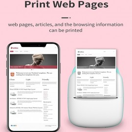 Portable Thermal Printer Wireless Inkless 203DPI Photo Label Memo Wrong Question Printing Machine With USB Cable for IOS Android(5 rolls thermal paper)

