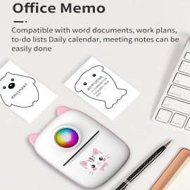 Portable Thermal Printer Wireless Inkless 203DPI Photo Label Memo Wrong Question Printing Machine With USB Cable for IOS Android(5 rolls thermal paper)
