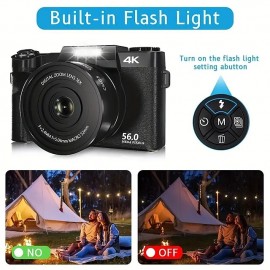 Digital Camera 4K 56MP 3.0Inch Screen Vlogging Camera Supports 16x Digital Zoom And Autofocus Portable Cameras With For Beginner
