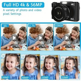 Digital Camera 4K 56MP 3.0Inch Screen Vlogging Camera Supports 16x Digital Zoom And Autofocus Portable Cameras With For Beginner
