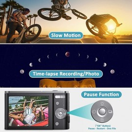 Digital Camera 1080P 48 Mega Pixels Vlogging Camera with 16X Zoom Mini Cameras Video Recorder Camcorder for Beginners Christmas Birthday Gift
