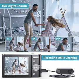 Digital Camera 1080P 48 Mega Pixels Vlogging Camera with 16X Zoom Mini Cameras Video Recorder Camcorder for Beginners Christmas Birthday Gift
