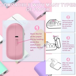 Mini Photo Printer For IPhone/Android 1000mAh Portable Thermal Photo Printer For Gift Study Notes Work Children Photo Picture Memo with 5 Rolls Sticker
