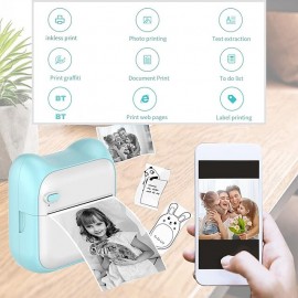 Mini Photo Printer For IPhone/Android 1000mAh Portable Thermal Photo Printer For Gift Study Notes Work Children Photo Picture Memo with 5 Rolls Sticker

