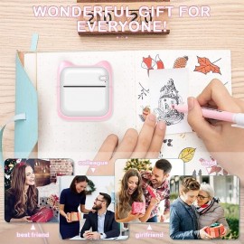 Mini Photo Printer For IPhone/Android 1000mAh Portable Thermal Photo Printer For Gift Study Notes Work Children Photo Picture Memo with 5 Rolls Sticker
