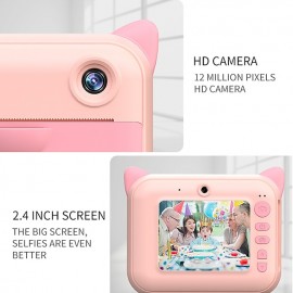 Kids Instant Print Camera 1080P HD Front and Rear Dual Mirror Digital with Photo Paper Kids Toy Camera
