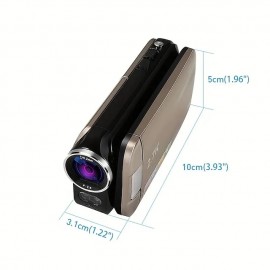 2.7K 48MP Video Camera Camcorder 270Rotation 2.7 IPS Screen Handheld Digital Camcorder Remote Control Camera For YouTube-Champagne Gold
