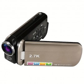 2.7K 48MP Video Camera Camcorder 270Rotation 2.7 IPS Screen Handheld Digital Camcorder Remote Control Camera For YouTube-Champagne Gold
