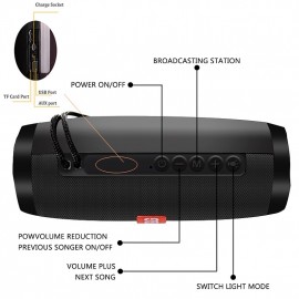 Wireless Speaker Bluetooth-compatible Speaker Microlab Portable Speaker Powerful High Outdoor Bass TF FM Radio with LED Light
