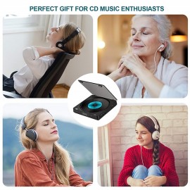 CD Player Portable Rechargeable 1800mAh Battery Touch Button CD Disc Walkman with Double Earphones Jacks & Two Headphones Memory Function Anti-Skip Protection Digital Display with AUX Cable
