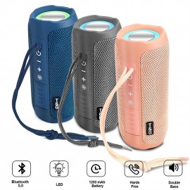 T&G227 Portable Bluetooth Speaker Wireless Bass With LED Color Light, Subwoofer Outdoor Waterproof Column Boombox Stereo Music FM

