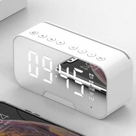 LED Dual Alarm Clock Wireless FM Radio Dimmer Phone Holder With Speaker Bluetooth 5.0 Mirror Clock Home Office Phone Supplies
