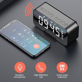 LED Dual Alarm Clock Wireless FM Radio Dimmer Phone Holder With Speaker Bluetooth 5.0 Mirror Clock Home Office Phone Supplies
