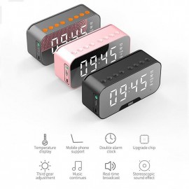 LED Dual Alarm Clock Wireless FM Radio Dimmer Phone Holder With Speaker Bluetooth 5.0 Mirror Clock Home Office Phone Supplies
