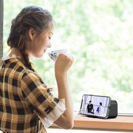 LED Dual Alarm Clock Wireless FM Radio Dimmer Phone Holder With Speaker Bluetooth 5.0 Mirror Clock Home Office Phone Supplies
