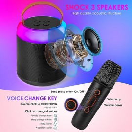 Mini Karaoke Machine with 1 Wireless Microphones for Kids Adults Portable Bluetooth Speaker Toy for Girls and Boys 2 4 5 6 7 8 9 10 12 Year Old Girl Birthday Gift Home Party Ideas
