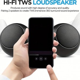 Mini Portable BT 5.0 Speaker  360 HD Surround Sound & Enhanced Stereo Bass  Small & Loud Wireless Speaker  TWS Pairing  Metal Casing
