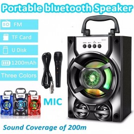 Bluetooth 5.1v Portable PA Speaker With/without Microphone Color Changing LED Light Rechargeable Karaoke Machine Supports TF Card/USB FM , Perfect for Party
