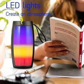 RGB Light BT5.0 Speaker Subwoofer TWS Pairing Wireless Portable Outdoor Card Large Memory Support TF Card/AUX/U Disk Color Ambience Light 360 HD Surround Sound - Perfect For Party Family Outdoor
