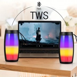 RGB Light BT5.0 Speaker Subwoofer TWS Pairing Wireless Portable Outdoor Card Large Memory Support TF Card/AUX/U Disk Color Ambience Light 360 HD Surround Sound - Perfect For Party Family Outdoor
