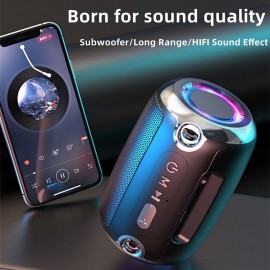 Bluetooth Speaker Portable Speaker Bluetooth Wireless Speaker HiFi Stereo LED RGB Lighting Outdoor Bluetooth Wireless Subwoofer for Car Office Gy
