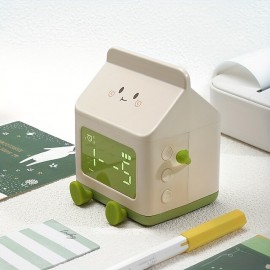Milk box alarm clock for children's sleep training creative electronic clock silent bedside wake-up alarm clock countdown function
