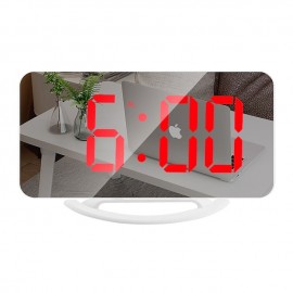 LED Mirror Table Clock Digital Alarm Clock RGB Display Memory Function LED Light Up Table Electronic Clock Nightstand Clock
