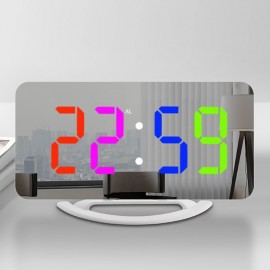 LED Mirror Table Clock Digital Alarm Clock RGB Display Memory Function LED Light Up Table Electronic Clock Nightstand Clock
