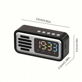 Wireless Retro Clock BT Speaker Desktop Speaker Dual Alarm Clock 5W Speaker LED Colorful Lights High-definition Time Digital Display Screen
