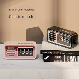 Wireless Retro Clock BT Speaker Desktop Speaker Dual Alarm Clock 5W Speaker LED Colorful Lights High-definition Time Digital Display Screen
