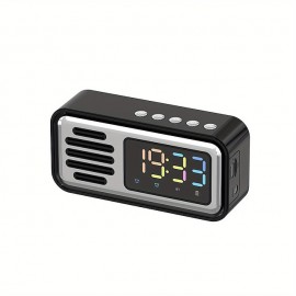 Wireless Retro Clock BT Speaker Desktop Speaker Dual Alarm Clock 5W Speaker LED Colorful Lights High-definition Time Digital Display Screen
