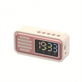 Wireless Retro Clock BT Speaker Desktop Speaker Dual Alarm Clock 5W Speaker LED Colorful Lights High-definition Time Digital Display Screen
