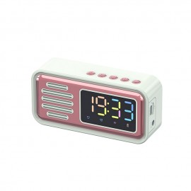 Wireless Retro Clock BT Speaker Desktop Speaker Dual Alarm Clock 5W Speaker LED Colorful Lights High-definition Time Digital Display Screen
