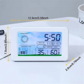 LCD Multi-function Weather Temperature And Humidity Electronic Clock Wall-mounted Household Large-screen Digital Calendar Shipment Without Battery
