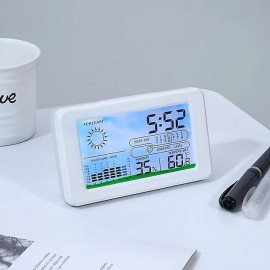 LCD Multi-function Weather Temperature And Humidity Electronic Clock Wall-mounted Household Large-screen Digital Calendar Shipment Without Battery
