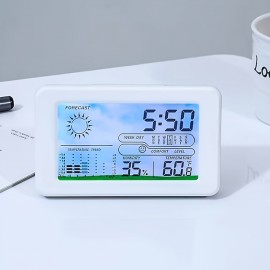 LCD Multi-function Weather Temperature And Humidity Electronic Clock Wall-mounted Household Large-screen Digital Calendar Shipment Without Battery
