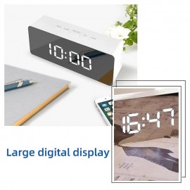 LED Light Mirror Alarm Clock with Dimmer Nap Temperature Function for Office Bedroom Travel Digital Clock Home Decor
